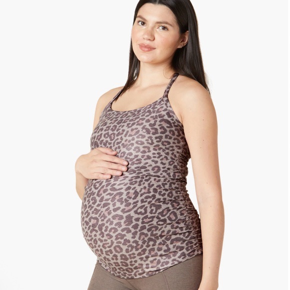 Beyond Yoga Beyond The Bump Spacedye Leopard Slim Racerback Maternity Tank Top - Picture 7 of 8